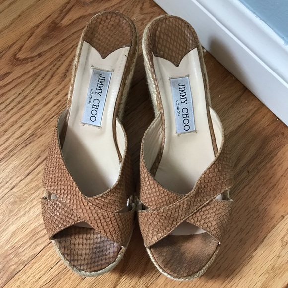 jimmy choo tan wedges